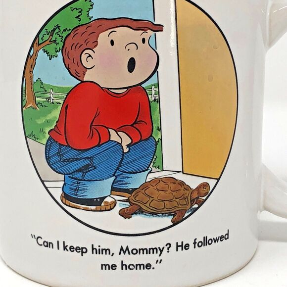 VTG 1983 Family Circus Mug Bill Keane Comics Pet Love Can We Keep Him, Mommy? - Picture 3 of 11
